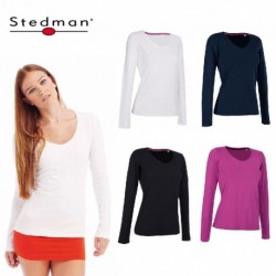 T-SHIRT STEDMAN ST9720 ELASTICIZZATA DONNA COTONE MANICA LUNGA 