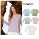 T-SHIRT STEDMAN ST9560 COTONE SLUB CON TASCHINO GIRCOLLO DONNA MANICA LUNGA MODA