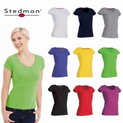 T-SHIRT STEDMAN ST9130 MEGAN COTONE FIAMMATO SCOLLO A V DONNA MANICA CORTA MODA