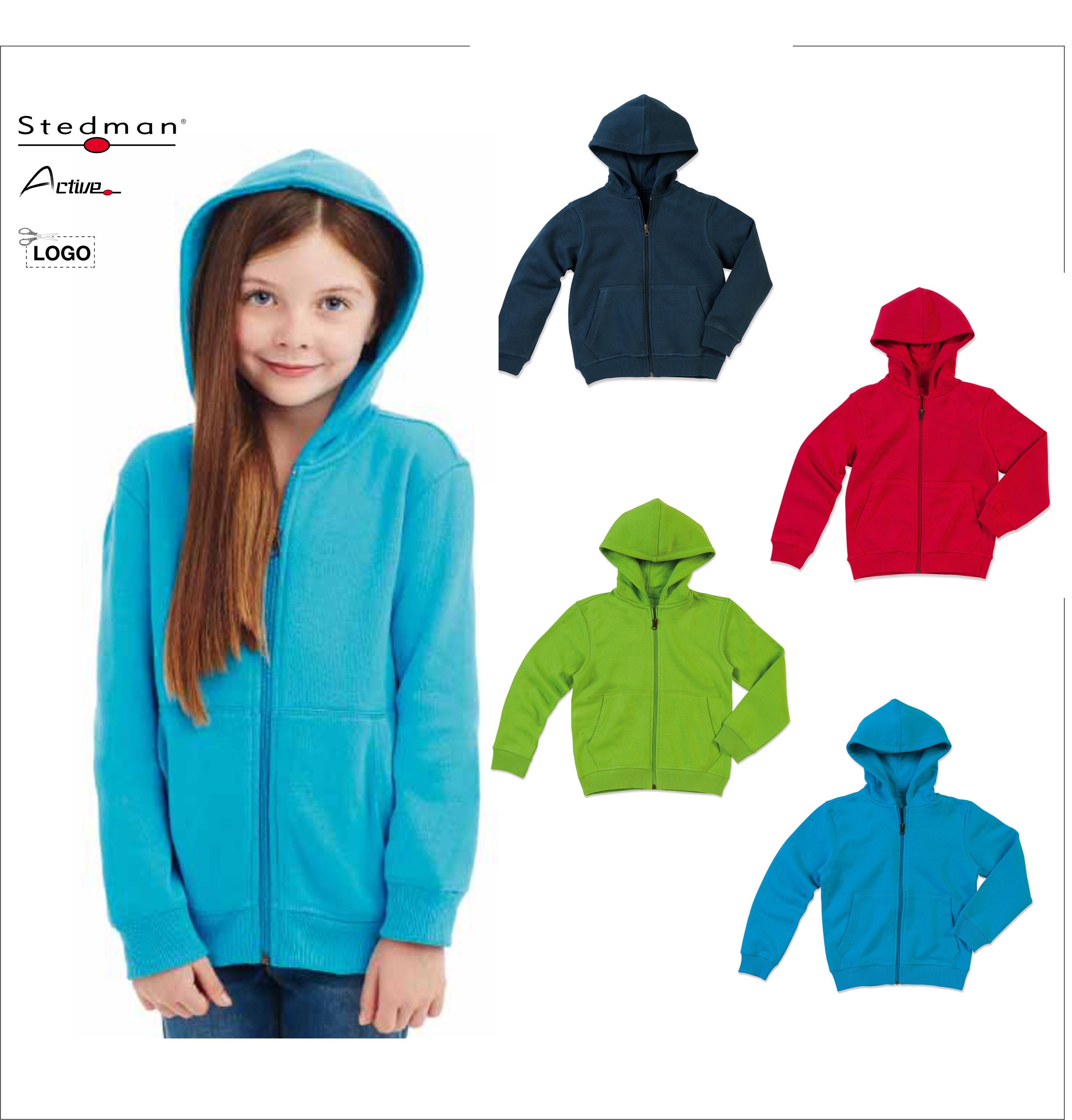 FELPA STEDMAN BAMBINO CON CAPPUCCIO E ZIP E TASCA A MARSUPIO ST5710 FELPATA INTERNAMENTE Chico Bonito Shop