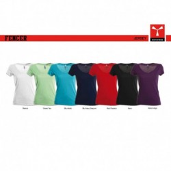 t-shirt fencer payper donna con collo a v e manica corta jersey 150gr