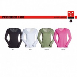 t-shirt passenger lady payper donna ampio scollo con manica lunga jersey 135gr effetto fiammato