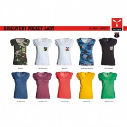 t-shirt discovery pocket lady payper donna a girocollo con manica corta e taschino jersey 135gr effetto fiammato