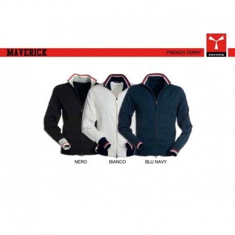 Felpa MAVERICK PAYPER uomo full zip con dettagli in contrasto french terry spandex 250gr