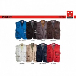 Gilet POCKET PAYPER uomo leggero e multi-tasche twill cotone/poliestere 190gr