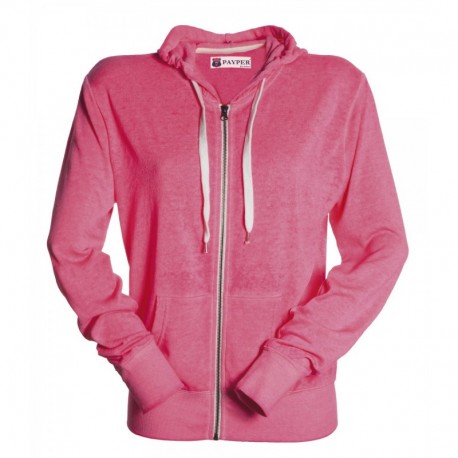 Felpa burn LADY PAYPER donna full zip con cappuccio garzata 250gr effetto burn out