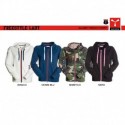 Felpa freestyle LADY PAYPER donna full zip con cappuccio e dettagli in contrasto french terry 250gr effetto fiammato