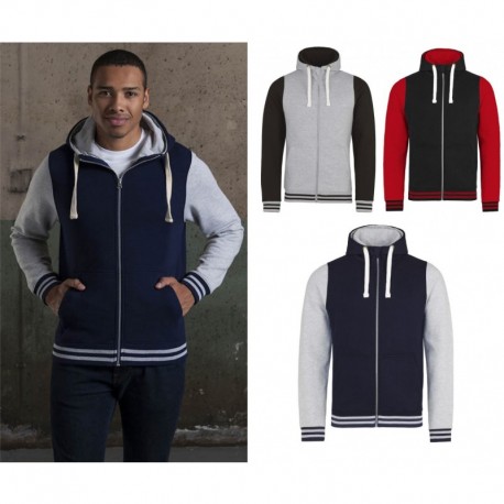 AWDIS FELPA URBAN VARSITY ZOODIE 80 COTONE 20 POLIESTERE PASSANTE PER CUFFIE MANICHE LUNGHE UOMO