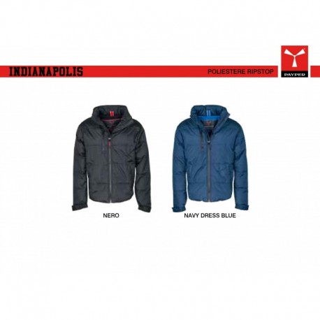 Giubbotto INDIANAPOLIS PAYPER uomo imbottito ergonomico full zip capuccio richiudibile 180gr