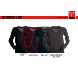 Maglione BUSINESS LADY PAYPER donna con collo a v e manica lunga mix cotone/lana 280gr 12g