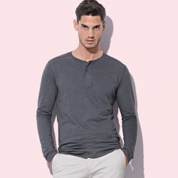 T-Shirt ST9460 STEDMAN Uomo SHAWN LONG SLEEVE HENLEY 100%C