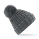 Cuffia in maglia BEECHFIELD B415 Donna Berretto Popcorn Fur Pom Pom cappello