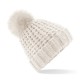 Cuffia in maglia BEECHFIELD B415 Donna Berretto Popcorn Fur Pom Pom cappello