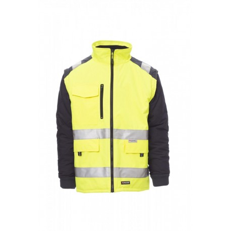 Giubbotto giacca HI WAY PAYPER alta visibilita' bicolore, imbottito e con  maniche staccabili oxford 300d 165gr