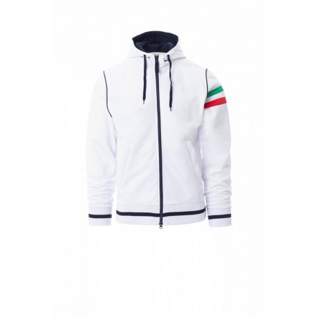 Felpa NEVADA PAYPER uomo tricolore giromanica full zip con cappuccio e dettaglio bandiere dry tech garzata 240gr