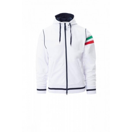 Felpa NEVADA PAYPER uomo tricolore giromanica full zip con cappuccio e dettaglio bandiere dry-tech garzata 240gr