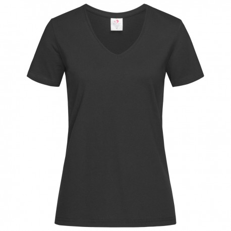 T-SHIRT DONNA STEDMAN ST2700 SCOLLO A V MANICA CORTA COTONE