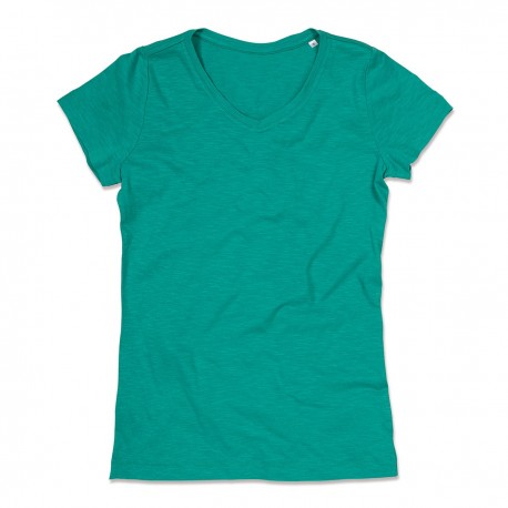 T-SHIRT STEDMAN ST9510 SHARON COTONE FIAMMATO SLUB SCOLLO A V DONNA MANICA CORTA MODA