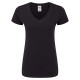 T-Shirt FRUIT OF THE LOOM FR614440 Donna LADIES 150 V-NECK T 100% COT Manica corta,Setin