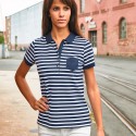 Polo JAMES & NICHOLSON JN8029 Donna Ladies' Polo Striped 100%OCS Manica corta,Setin