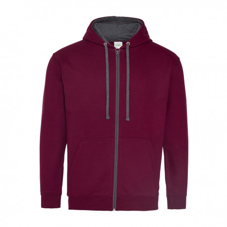 Felpa AWDIS JUST HOODS JH053 Unisex VARSITY ZOODIE 80%C. 20%P. Manica lunga,Setin