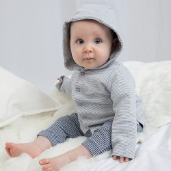 Felpa BABYBUGZ MABZ47 Baby Baby Striped Hooded T 100%C Manica lunga