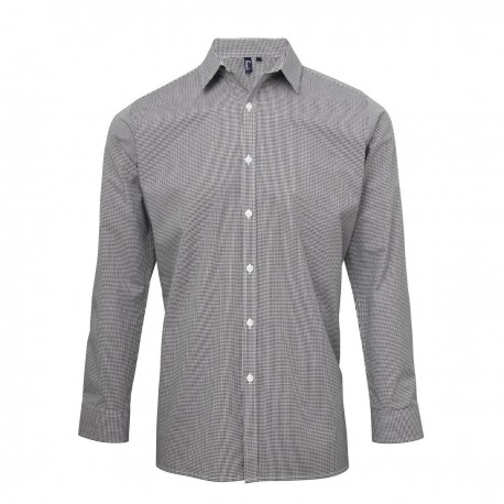 Camicia PREMIER PR220 Uomo Men's Microcheck ls shirt 100% Manica lunga