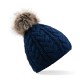 Cuffia BEECHFIELD B410 U cappello Unisex Fur Pom Pom Cable Beanie 100% acrilico