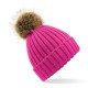 Cuffia BEECHFIELD B412 D cappello unisex Fur Pom Pom Chunky Bean 100% acrilico