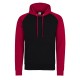 AWDIS JH009 FELPA CON CAPPUCCIO BASEBALL HOODIE 80%POLIESTERE 20%COTONE MANICHE LUNGHE UOMO PASSANTE PER CUFFIE