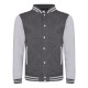 AWDIS FELPA VARSITY JACKET TIPO BASEBALL JH043 MANICHE LUNGHE A CONTRASTO 80%COTONE 20%POLIESTERE