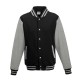 AWDIS FELPA VARSITY JACKET TIPO BASEBALL JH043 MANICHE LUNGHE A CONTRASTO 80%COTONE 20%POLIESTERE