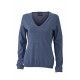 Maglieria JAMES & NICHOLSON JN663 Donna LADIES V-NECK 70%C25%S 5%CASHM Manica lunga