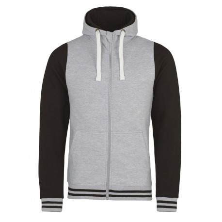 AWDIS JH051 FELPA URBAN VARSITY ZOODIE 80%COTONE 20%POLIESTERE PASSANTE PER CUFFIE MANICHE LUNGHE UOMO