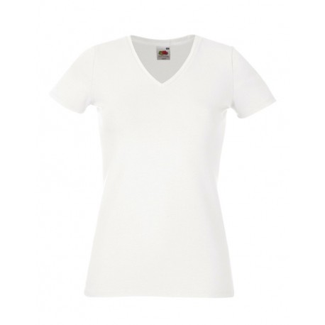 T-SHIRT ADERENTE DONNA SCOLLO A V FRUIT OF THE LOOM TUTTI I COLORI MAGLIA FR613820 LADY FIT SAGOMATA 