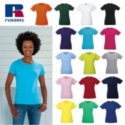 T-SHIRT RUSSELL LADY MANICA CORTA ADERENTE GIROCOLLO DONNA 100%COTONE 145GR JE155F