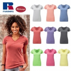 T-SHIRT RUSSELL LADY MANICA CORTA HD T DONNA MISTO COTONE JE166F SCOLLO A V