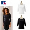 T-SHIRT DONNA MANICA 3/4 ELASTICIZZATA JE992F RUSSELL