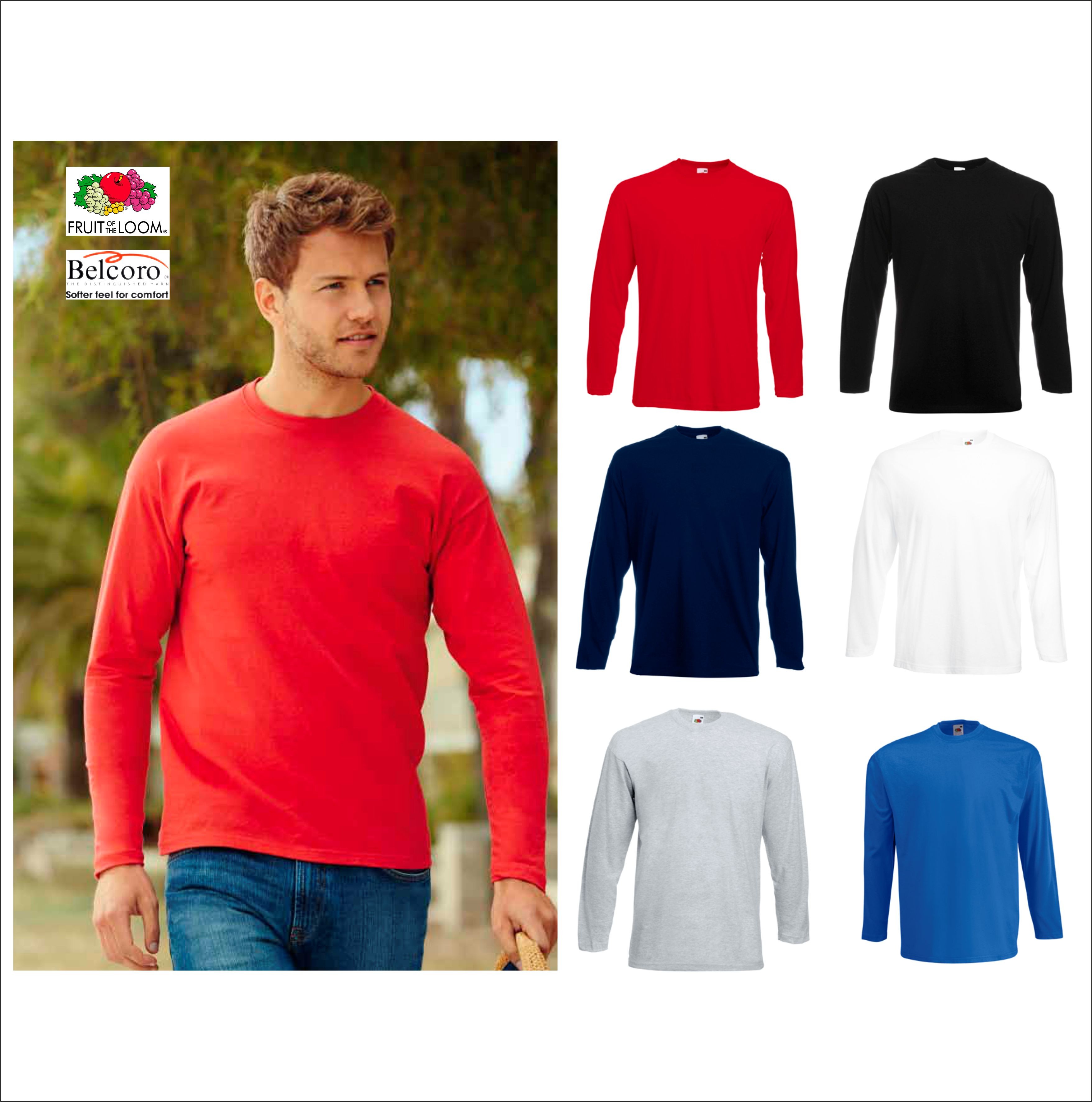 T SHIRT ADULTO FR610380 FRUIT VALUEWEIGHT 100 COTONE MANICA LUNGA Chico Bonito Shop